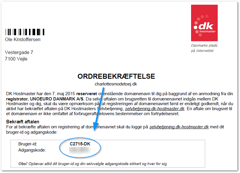 Bekræft dit domæne hos DK-Hostmaster