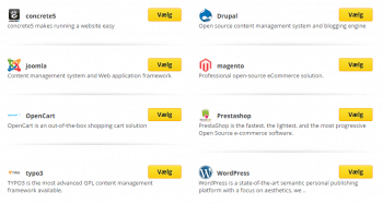 Et klik installering af populære CMS som WordPress, Drupal m.m.