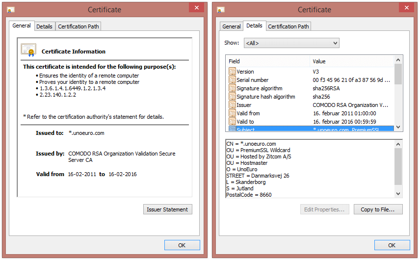 UnoEuro SSL certifikat